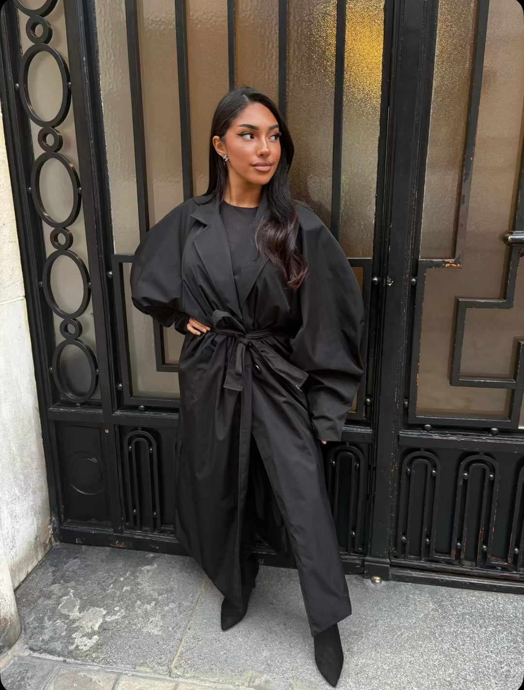 Trench long manche bouffante (plusieurs couleurs)￼