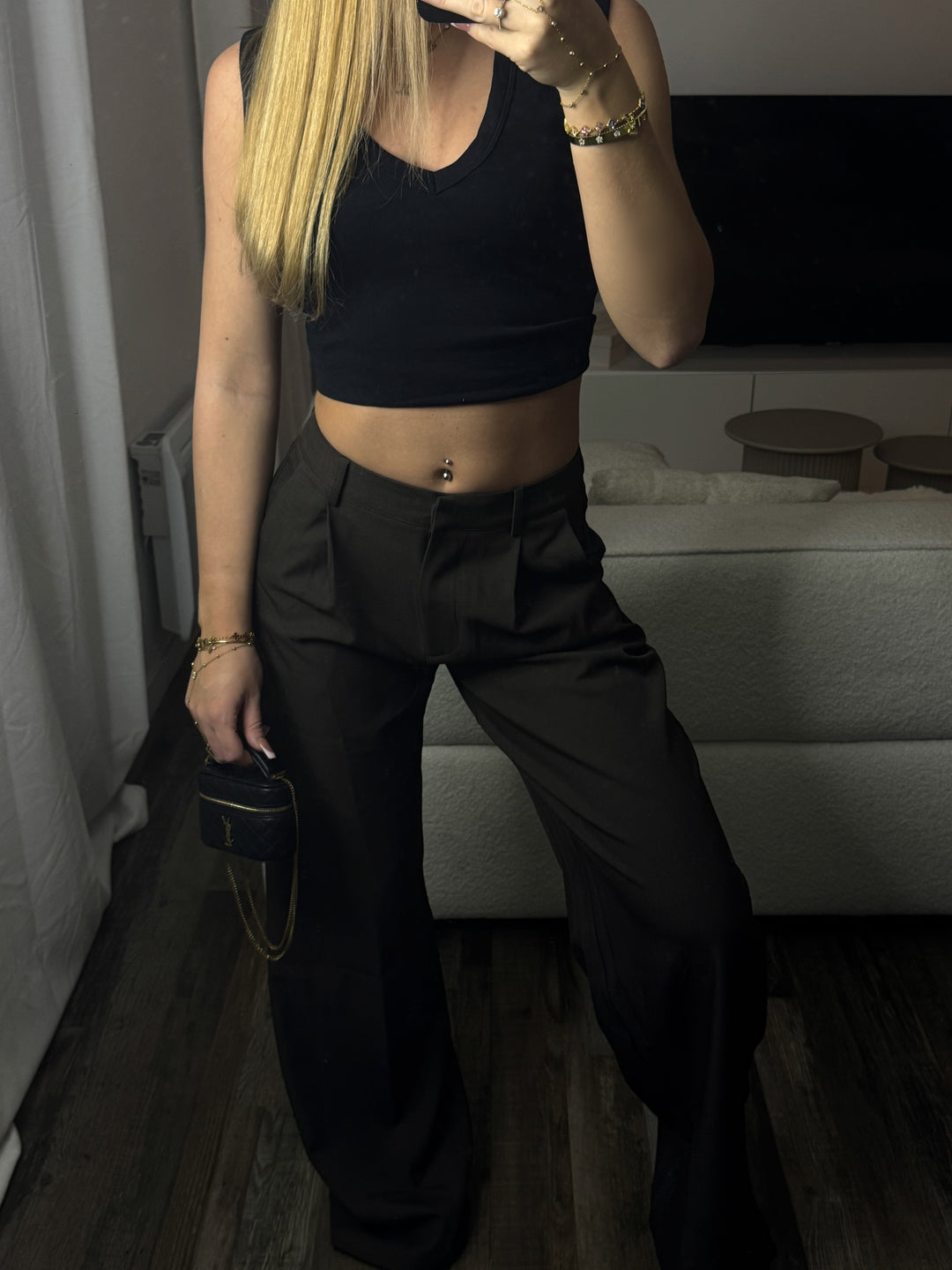 Pantalon de tailleur large choco