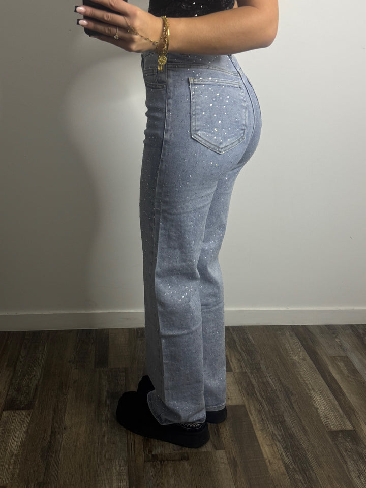 Jean à strass bleu