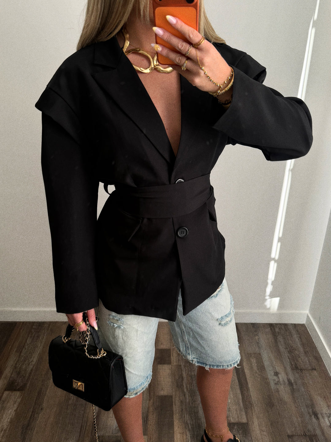 Blazer ceinture noir