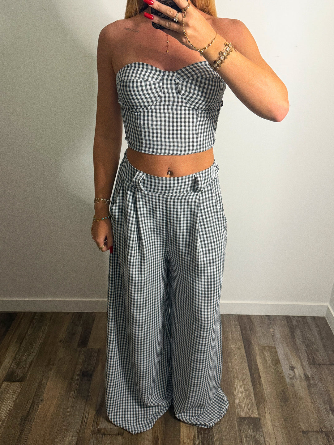 ENSEMBLE CORSET AVEC OU SANS BRETELLE VICHY NOIR