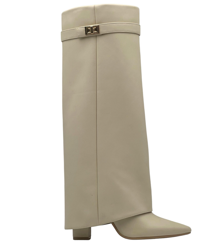 Bottes inspi G talons carré beige