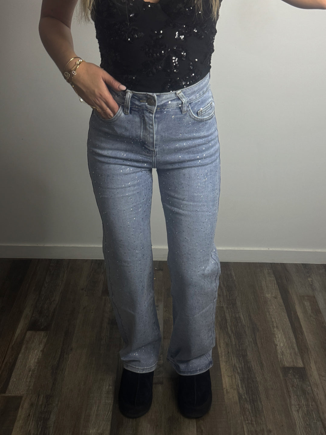 Jean à strass bleu