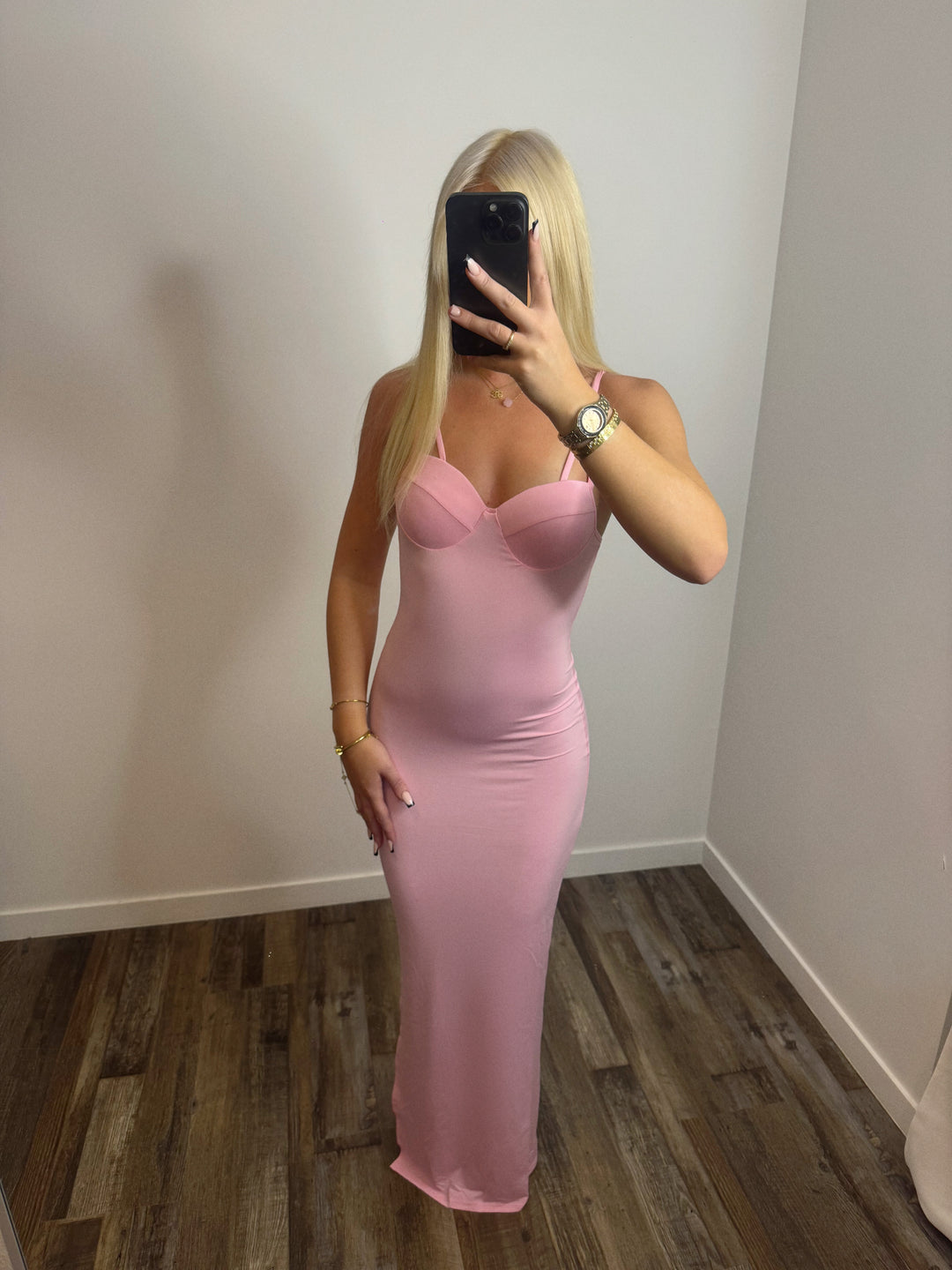 Robe Ava longue rose