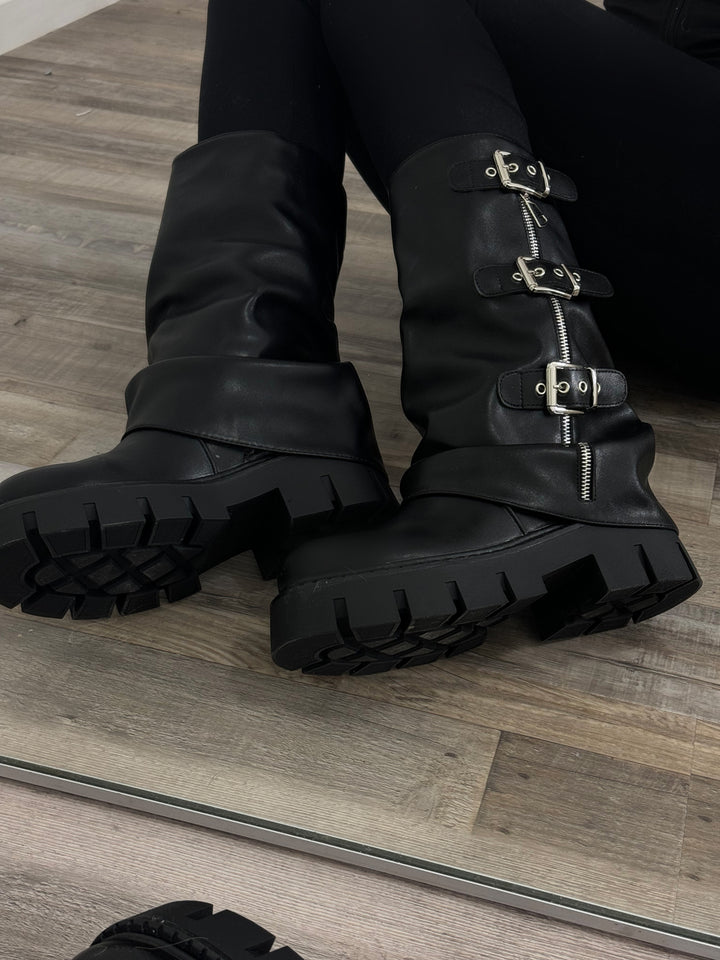 Bottes santia zip plate-forme noir