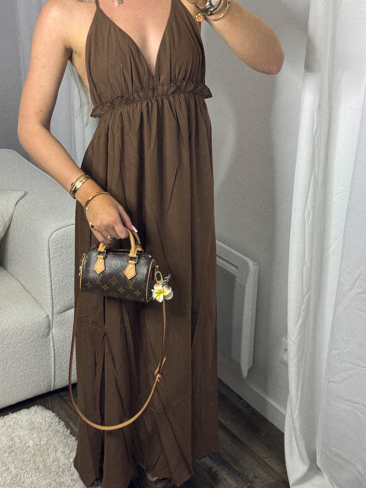 Robe fluide longue marron