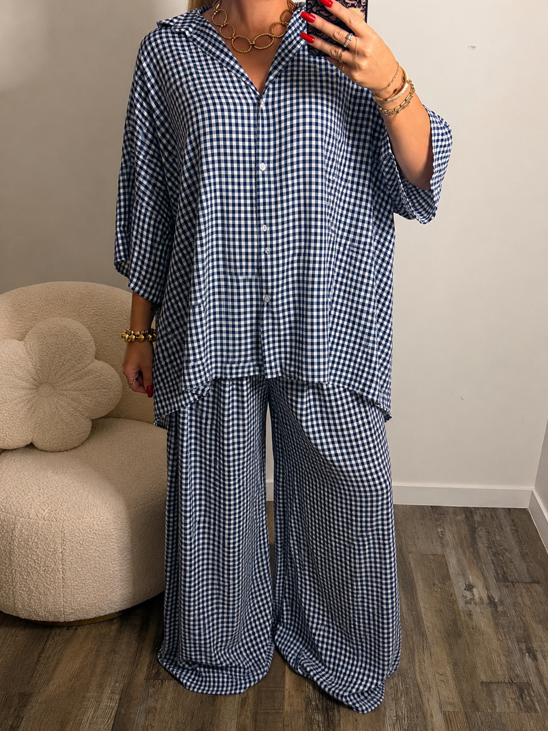Ensemble Vichy bleu