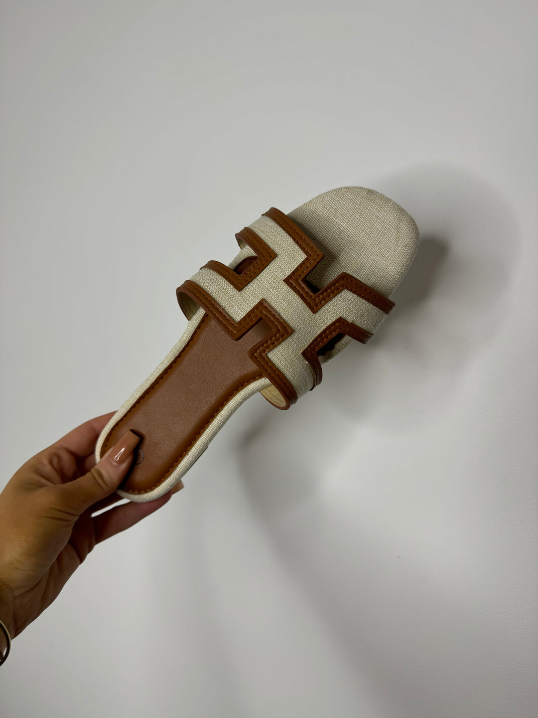 Claquette hermance beige et marron