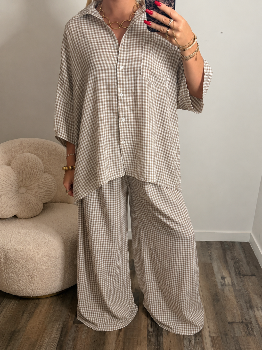 Ensemble Vichy taupe