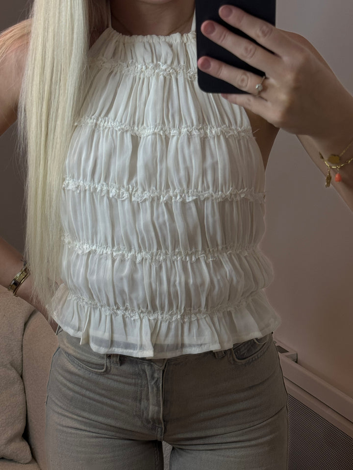 Top Krystal blanc dos nue
