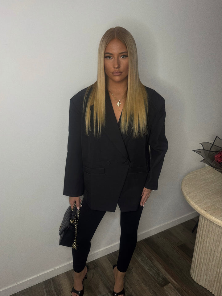 Blazer oversize avec ou sans ceinture noir (qualité supérieure) ￼