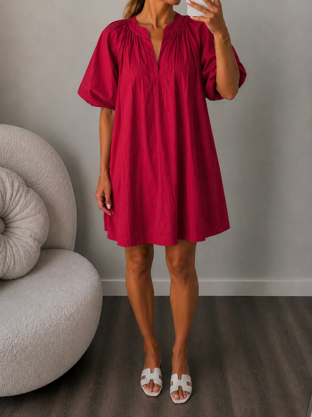 Robe chemise rouge