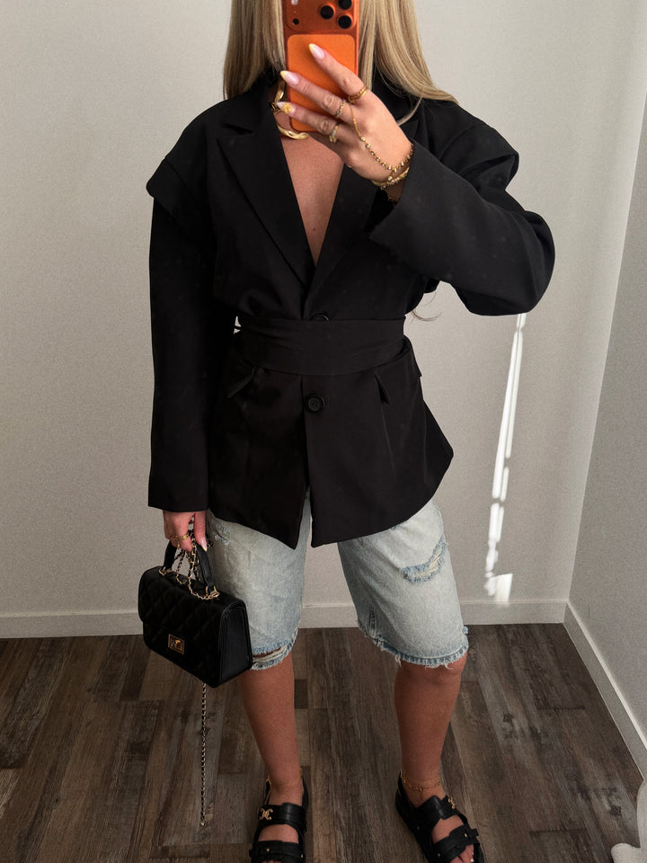 Blazer ceinture noir