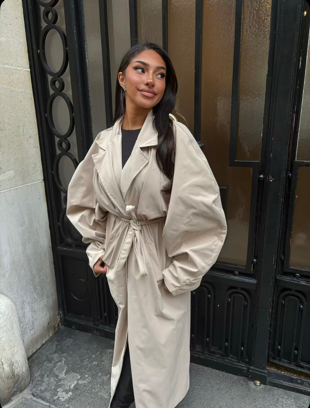 Trench long manche bouffante (plusieurs couleurs)￼
