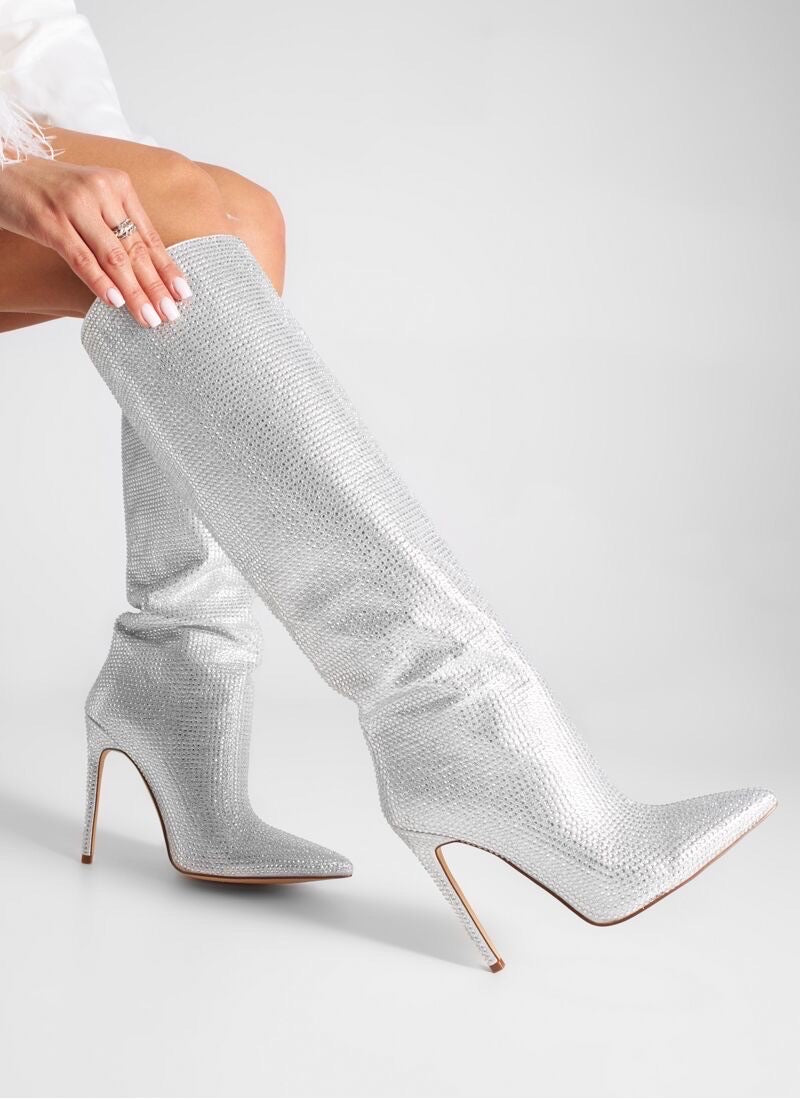 Botte à strass argenté