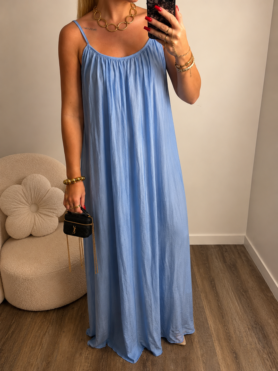 Robe fluide dos nu Noeline bleu