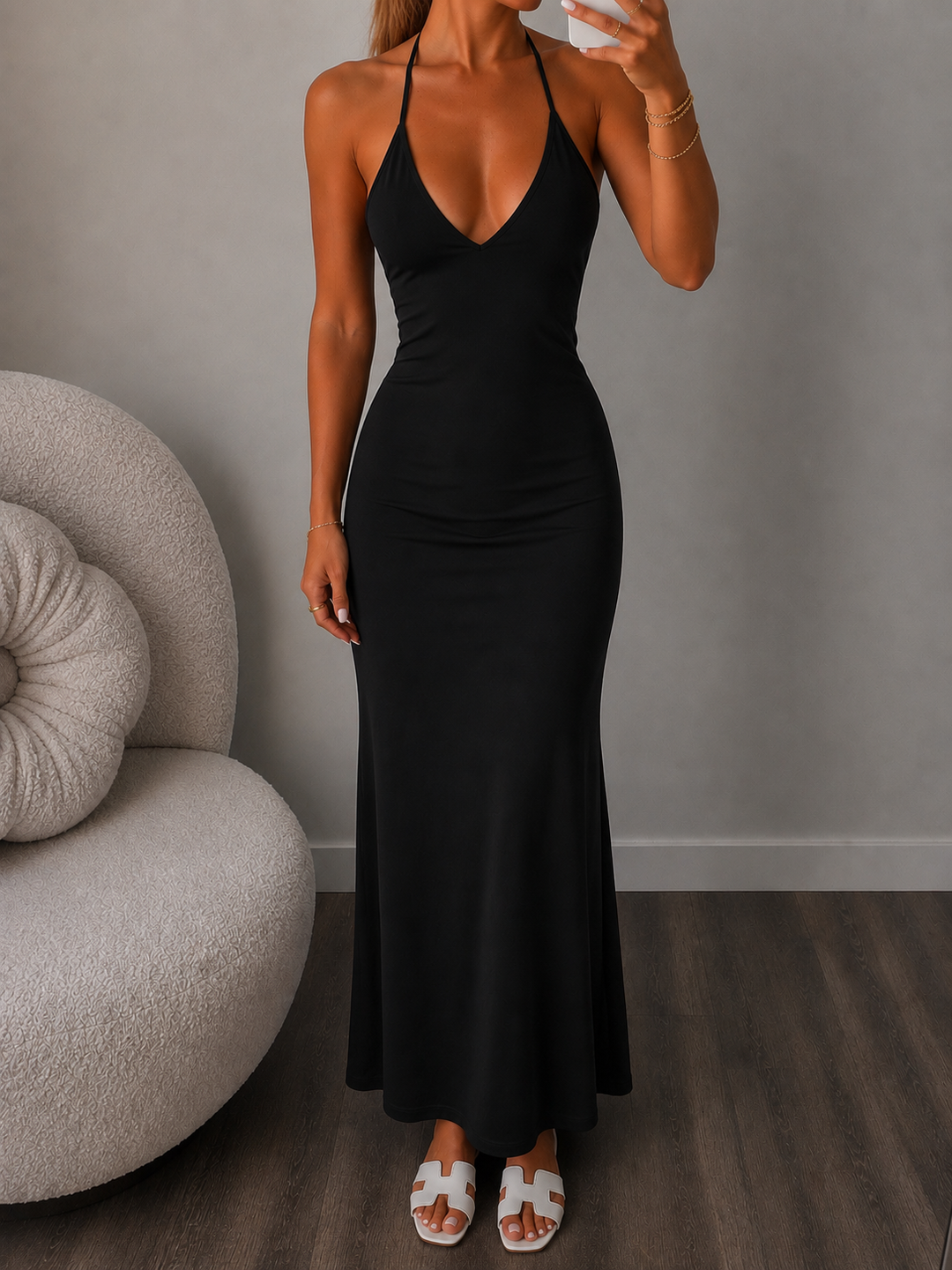 Robe simple longue noir