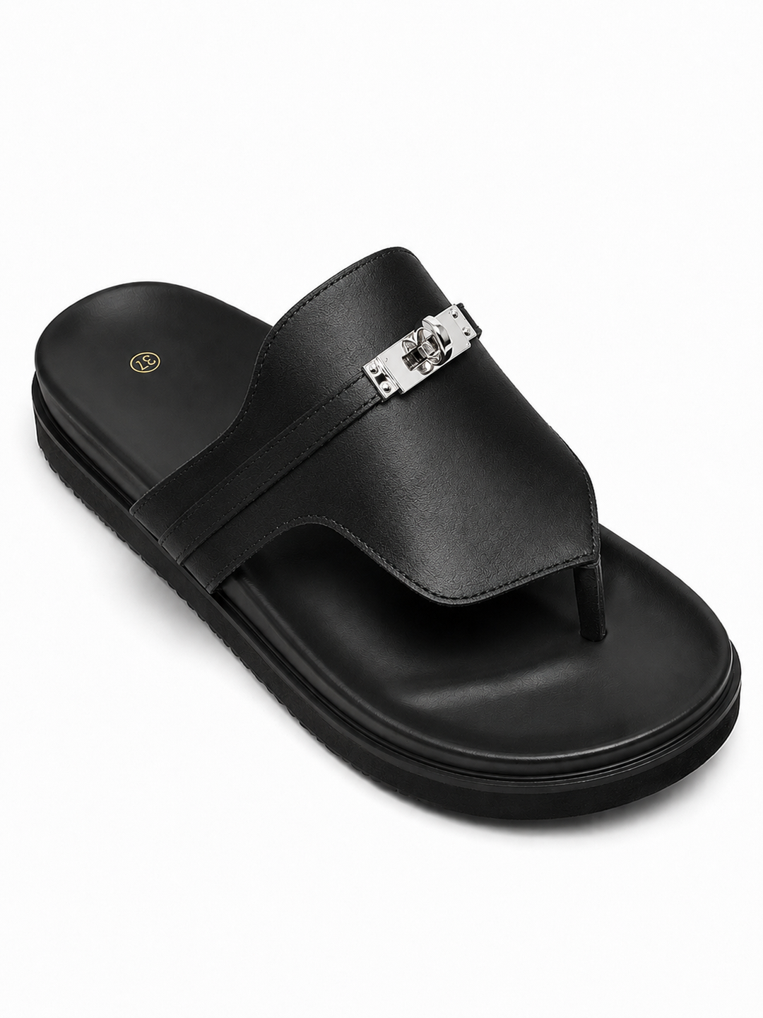 Sandales noire boucles argenté